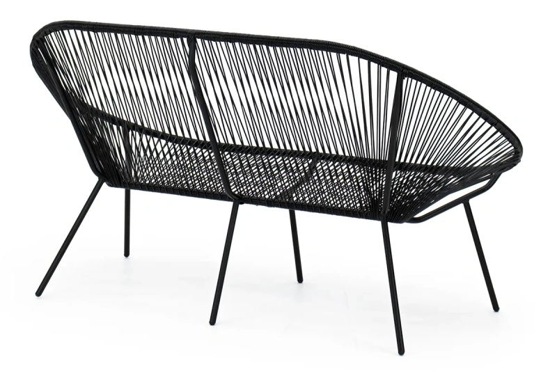 Диван «Акапулько», каркас чёрный, ротанг line чёрный