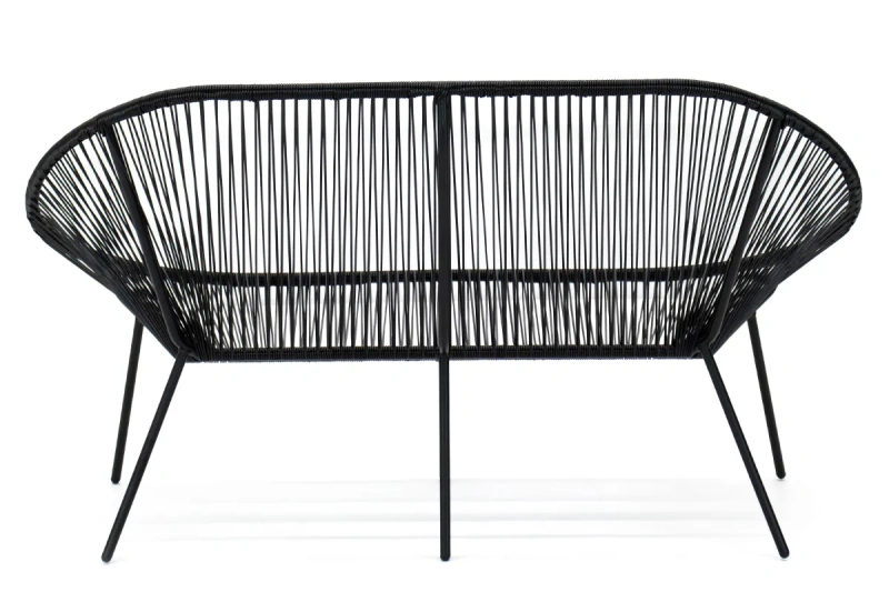 Диван «Акапулько», каркас чёрный, ротанг line чёрный