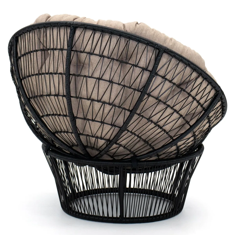 Кресло «Папасан», ротанг line, текстиль бежевый