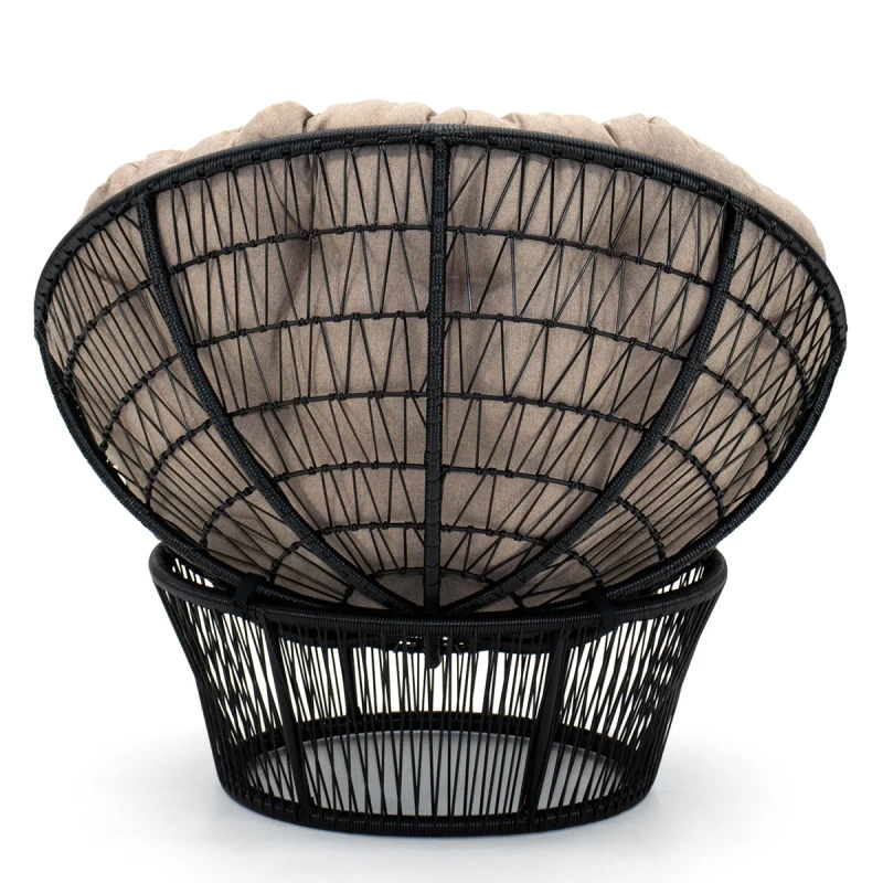 Кресло «Папасан», ротанг line, текстиль бежевый