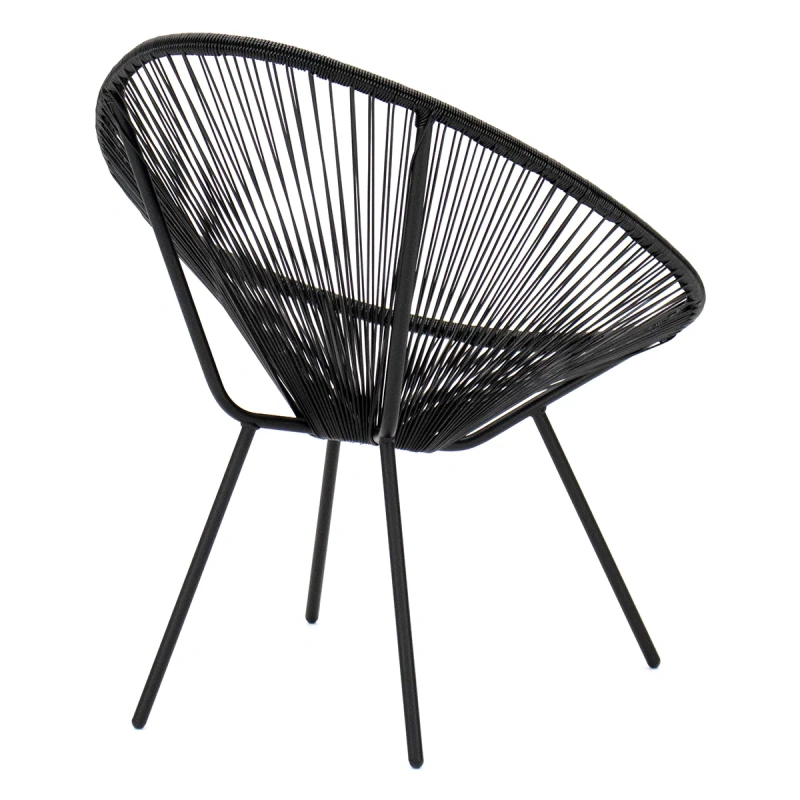 Кресло «Акапулько», каркас чёрный, ротанг line чёрный